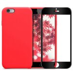 Coque en silicone pour iphone 7 - 8 - se 2020 rouge + film verre tremp avec bords noir pour iphone 7 ...