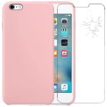 Coque en silicone pour iphone 7 rose + film verre tremp pour iphone 7 - yuan yuan