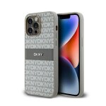 Coque pour smartphone - dkny - iphone 14 pro max - cuir beige - mono stripe - logo en mtal
