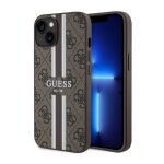 Coque telephone - bumper telephone guess guhmp14sp4rpsw coque rigide pour iphone 14 61 marron � rayures ...
