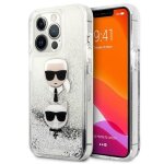 Coque de telephone - karl lagerfeld - iphone 13 pro - liquid glitter - argent - design original