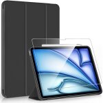 Coque + verre tremp� - pour ipad air 13 pouces - protection antichoc - support pliable - noir