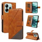 Coque pour xiaomi redmi note 14 5g. rabat portefeuille de protection cuir pu etui magntique houssemarron ...