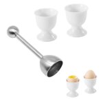Coquetier4 coquetiers en porcelaineavec ouvre - oeuf en acier inoxydableporte - ?uf de maisonoutil de ...