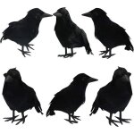 Corbeaux noirs à plumes dhalloween lot de 6 décorations dhalloween avec de vraies plumes Corbeaux noirs à plumes dhalloween lot de 6 décorations dhalloween avec de vraies plumes
