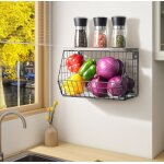 Corbeille  fruits - non spcifi - panier empilable mural - mtal et bois - 30x20x216 cm - design contemporai ...