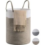 Corbeille linge panier linge panier de rangement panier linge sale corde en coton marron 38cmd x50cmh ...