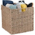 Corbeille de rangement en zost�re design tress� pani�re pour salle de bain hxlxp :31 * 21 * 15 cm nature ...