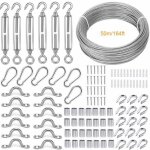 Corde en acier inoxydable  suspendre kit50m / 2mm cable en acier inoxydable revtuavec m5 tendeur cble ...