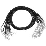 Cordon collier en cuir corde cir�e noire - lot de 10 x 2 mm x 50 cm - pour pendentifs et cr�ation de ...