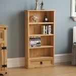 Corona biblioth�que 1 tiroir porte - dvd en pin massif �tag�re de rangement et d?exposition bureau salon ...