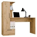 Cosmo - ensemble bureau chne artisan avec 6 tagres 1 tiroir et 1 porte