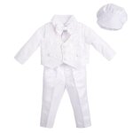 Costume b�b� gar�on - lito angels - blanc - gilet jacquard - 4 pi�ces - bapteme mariage