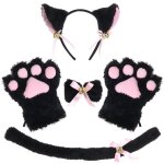 Costume de chat cosplay ensemble de chaton queue oreilles collier pattes gants kit pour halloween