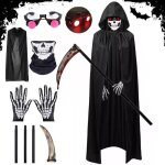 Costume dhalloween de faucheuse pour adultes avec capuche et faux yeux brillants adapté aux fêtes dhalloween ... Costume dhalloween de faucheuse pour adultes avec capuche et faux yeux brillants adapté aux fêtes dhalloween ...