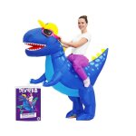 Costume gonflable denver le dino l bleu turquoise ciel marine