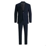 Costume grande taille jack & jones franco bleu - blazer et pantalon slim fit enti�rement doubl�