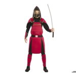 Costume - guerrier samoura� rouge - polyester - inclus: plastron casque prot�ge - tibias