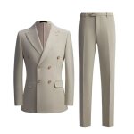 Costume homme 2 pieces business classique coupe ajust - beige