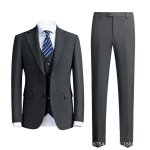Costume mariage ceremonie homme 3 pieces classique coupe ajust business - noir gris