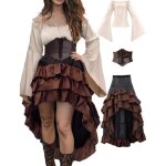 L - costume de pirate renaissance pour femme�: chemise � �paules d�nud�es et manches cloche jupe asym�trique ...