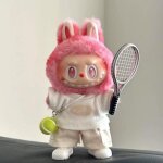 Costume de poupée pour labubutennis + raquette + chaussures blanches + t - shirt + pantalon beige Costume de poupée pour labubutennis + raquette + chaussures blanches + t - shirt + pantalon beige