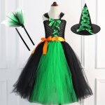 Costume de sorcire longue dhalloween ecelen - jeu de rle cosplay - reprsentation scnique - vert