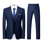 Costume 3 pi�ces homme slim bleu - blazer gilet et pantalon - kudoro