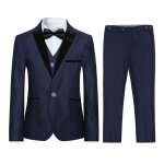 Costume trois pièces à revers en pointe pour garçon blazer gilet et pantalon Costume trois pièces à revers en pointe pour garçon blazer gilet et pantalon