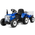 Costway 12v tracteur lectrique enfants - pelle & remorque amovible 6 pneus & led & klaxon tlcommande ...