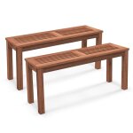 Costway lot de 2 bancs de jardin en bois massif banc  lattes 100 cm 4 personnes extrieur intrieur ...