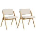 Costway lot de 2 chaises de cuisine pliable avec pieds en bois de caoutchouc si�ge et dossier rembourr�s ...