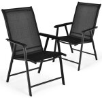 Costway lot de 2 chaises de jardin exterieur pliantes verrouillage de s�curit� cadre en m�tal charge ...