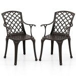 Costway lot de 2 chaises de jardin en fonte d?aluminium dossier ajour� repose - pieds r�glables charge ...
