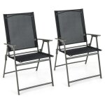 Costway lot de 2 chaises pliantes de jardin tissu r�sistant aux intemp�ries accoudoirs pour jardin cour ...