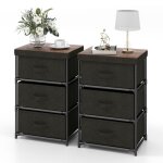 Costway lot de 2 commode 3 tiroirs en tissu 40 x 30 x 62 cm table de chevet avec cadre en m�tal pour ...