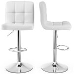 Costway lot de 2 tabourets de bar en cuir pu hauteur du sige rglable 65 - 85 cm dossier surlev base ...
