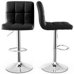 Costway lot de 2 tabourets de bar en cuir pu hauteur du sige rglable 65 - 85 cm dossier surlev base ...