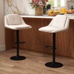 Costway lot de 2 tabourets de bar modernes 55 x 55 x 92 - 112 cm hauteur r�glable avec repose - pieds ...