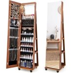 Costway 3 en 1 armoire à bijoux led sur roulettes - miroir psyché sans cadre - Étagères réglables - verrouilla ... Costway 3 en 1 armoire à bijoux led sur roulettes - miroir psyché sans cadre - Étagères réglables - verrouilla ...
