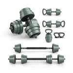 Costway 3 en 1 kit halt�res poids de musculation r�glable 19kg barre kettlebell halt�re 4 x 2kg 4 x 15kg ...