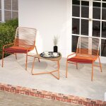 Costway 3 pi�ces ensemble table et chaises de jardin en en rotin pe chaises � d�grad� table en bois - ...