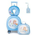 Costway 35 l valise enfant à roulettes 14?? + sac à dos 10?? avec oreiller de cou Étiquette de bagage ... Costway 35 l valise enfant à roulettes 14?? + sac à dos 10?? avec oreiller de cou Étiquette de bagage ...