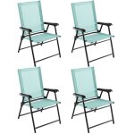Costway lot de 4 chaises pliantes de jardin tissu r�sistant aux intemp�ries sans assemblage pour jardin ...