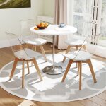 Costway lot de 4 chaises de salle � manger modernes 47 x 52 x 81 cm sans accoudoirs avec dossier transparent ...
