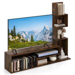 Costway 50 meuble tv avec etag�res de rangement en � l � compartiments ouverts pour salon chambre entr�e ...