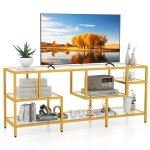 Costway 65 meuble tv en verre avec un grand plateau et 4 etagères en verre trempé pour salon chambre ... Costway 65 meuble tv en verre avec un grand plateau et 4 etagères en verre trempé pour salon chambre ...