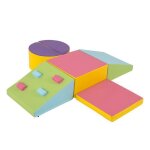 Costway 6pcs parcours motricit bb en mousse avec remplissage en epe roches d?escalade & attaches  ...