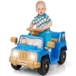 Costway 6v voiture �lectrique enfant avec volant & klaxon & led gobelet de rangement & p�dale pour 18 ...