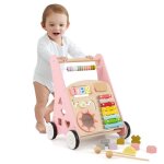 Costway 7 en 1 chariot de marche en bois avec bote de rangement 8 blocs et 1 maillet jouet montessori ...